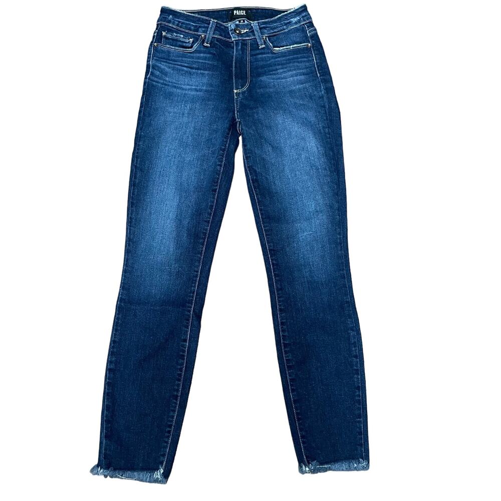 Paige Hoxton Ankle Raw Hem Skinny Jeans Mid Rise Womens 25 Medium Wash Tarin